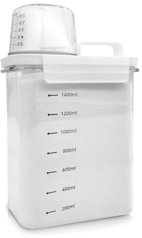 Bangbobi Waschmittel Aufbewahrung - 1800ml Luftdichter Waschpulver Dosierer mit Messbecher, Waschpulver Box, Futterbehälter, Waschmittelbox