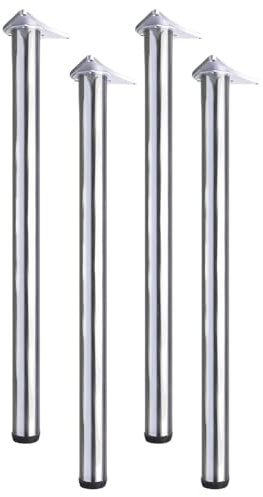 Set of 4 Adjustable Table Legs for Breakfast Bar or Worktop, Height Options 710/820/870/1100mm Steel Support for Kitchen Table Desk Furniture DIY (Chrome, 71cm)