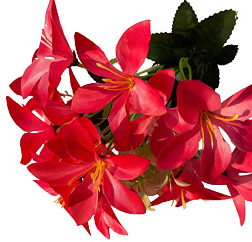 Ramo de flores de simulación, decoración floral, paquete de 6 flores de lirio artificiales de 18 cabezas, ramos de lirio tigre de seda de 35 cm, ramos de flores artificiales for bodas, fiestas, decora