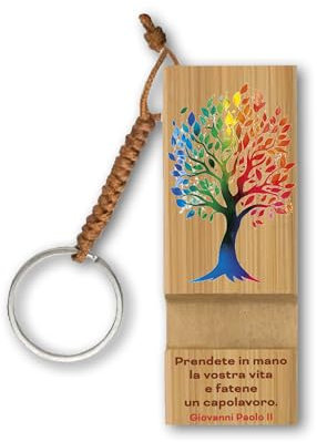 Fratelli Bonella | Portachiavi e Stand Smartphone raffigurante l'Albero della Vita | Made in Italy (Confezione da 5 pezzi)