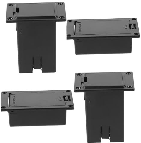 Abaodam Boîte à Piles pour Guitare Basse 9v, Porte-piles en Plastique Noir, Surface Lisse, Lot de 4, Remplacement pour Scène et Intérieur