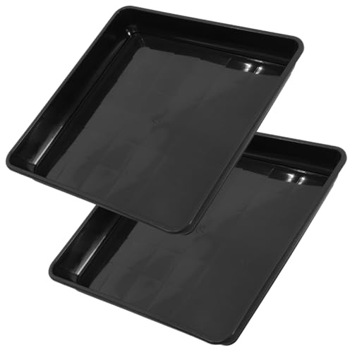 PartyKindom 2pcs Flower Pot Tray Flower Pot Outdoor Plant Saucers Plant Plate Square Plant Trays Drip Trays for Potted Plants Garden Tray Square Planters for Outdoor Plants Indoors Black Pp