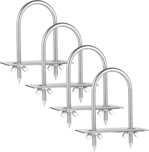 Otoolling Confezione da 4 forchette per girarrosto in acciaio inox, bulloni a U per spina dorsale di maiale, lunghezza 14 cm, larghezza 5,1 cm, asta per spiedo, accessori per griglia per barbecue