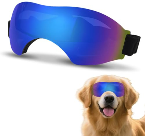 XFSRG Occhiali da Sole per Cani di Taglia Grande con Lenti a Specchio Colorate Occhiali Protettivi per Moto e Attività Outdoor Accessori per Cani di Taglia Media e Grande (Blu)