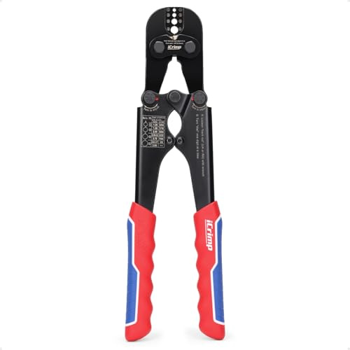 iCrimp IWS-1608M-C Pince à sertir avec cutter 1,2-3,5 mm | Outil à sertir pour manchons de câble métallique avec cutter intégré pour manchons en aluminium et cuivre 1,2 à 3,5 mm