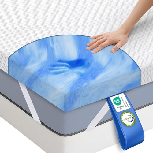 MKS Matratzen Topper 80x200 cm, 5cm Matratzentopper Gel-Memory-Schaum, Ergonomischer H4 mit kühlendes Gefühl, atmungsaktivem Bezug, Schlafkomfort wie auf Wolken