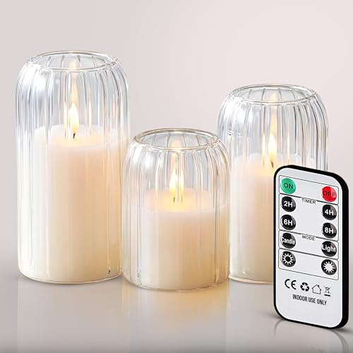 LKH Home Collection LED Candles - 3 Pack Flameless Flickering Battery LED,