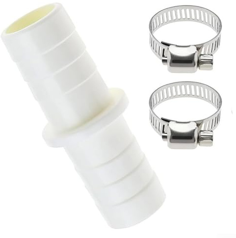 Pumixiy Dishwasher Waste Pipe Connector with 2 Metal Hose Clamps - ABS Plastic Washing Machine Drain Adapter for High Temperature Resistant Extension Hose Connection