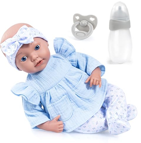 Bayer Design Reborn Babypuppe, 38 cm, realistisch, lebensecht | mit Flasche, Schnuller - Geschenk für Mädchen und Jungen