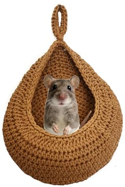 Nafivopa Small Pet Hammock Bed for Rats, Sugar Gliders, Rat Toys Soft Hanging Sleeping Hideout for Cage, Washable Comfortable Nest as Rat Cage Accessories，Brown