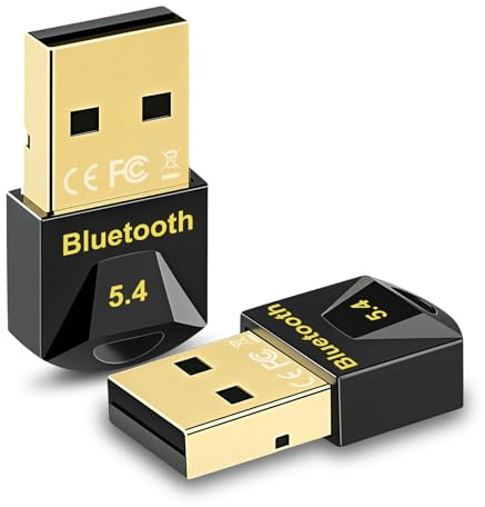 2PC USB Bluetooth Adapter Bluetooth 5.4 Dongle Stick for PC Computer, Low Latency, Plug & Play, Support 20Meters Control Range for Windows 7/10/8.1/11 System