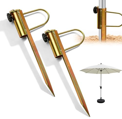 PRITOK 2 supporti per ombrellone da prato: grande design a spina da terra, in metallo, per ombrellone da terra, per spiaggia e prato, 43 x 19 x 5 cm