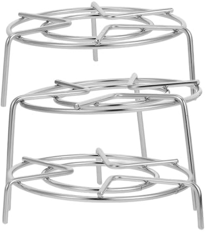 SUPVOX Soporte de Acero Inoxidable 3 Piezas, Rejilla para Cocinar al Vapor, Alturas 3 Cm 5 Cm 7 Cm, Accesorio para Vaporera Eléctrica y Freidora de Aire, Base Estable para Cocina
