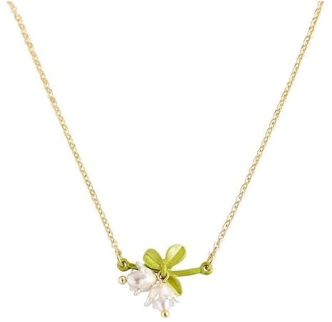 Collier de lys des champs en chaîne dorée pour femmes, pendentif élégant pour bijoux de soirée et port quotidien