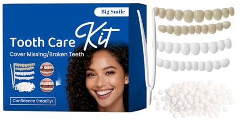 JHAZUN Kit Di Riparazione Per Protesi Dentale Provvisorie, 2 Paia Di Protesi Dentarie Con Pinza, Denti Finti Da Applicare Da Soli,Faccette Dentali, Vestibilità Confortevole