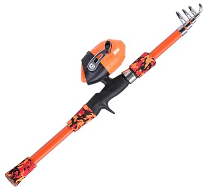 Generic Canna da Pesca per Bambini Canna da Pesca Telescopica e Mulinello Combinato per Ragazzi e Ragazze Dai 5 Ai 12 Anni Acqua Salata Acqua Dolce 165 Cm Fibra di Vetro Leggera (ORANGE)