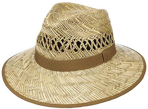 Lipodo Big Brim Traveller Strohhut Damen Herren Hut aus 100% Stroh Made in Italy Sonnenhut S M L XL Sommer Naturfarben Natur XL (60-61 cm)