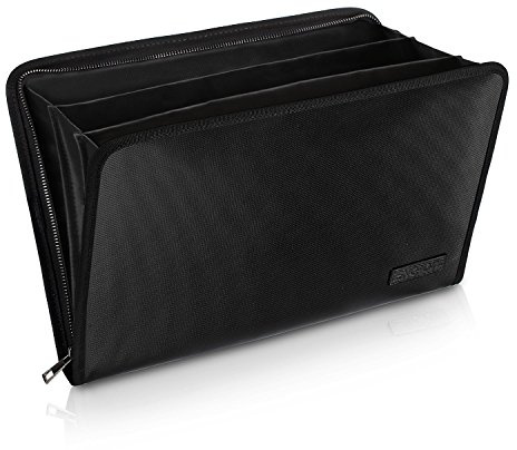 Fireproof File Organizer Expanding A4 Size 3 Pockets Document Folder Portable Accordion Filing Certificate Contract Photos Durable Bag Two Zippers