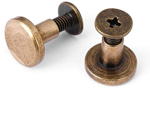 20 x Flat Head Brass Tubular Rivets with Screws Nuts Studs Cap Accessories for Leather Craft (8 mm)