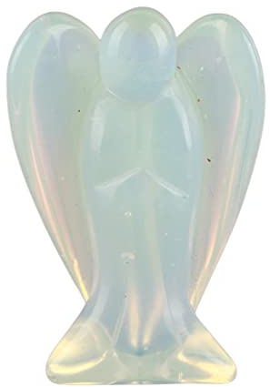 Garosa Schutzengel Statue Kristall Reiki Opal | Handgefertigte Schutzengel-Statue aus Kristall Fördert Entspannung und Konzentration Ideal für Schreibtisch und Meditation