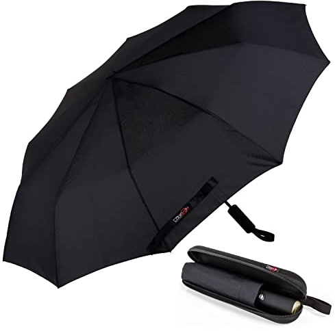 Ombrello Portatile Automatico Antivento, CABIN GO 4450 Ombrello Pieghevole Compatto Resistente Leggero con Custodia Impermeabile e 10 Stecche rinforzate Ombrello da Viaggio
