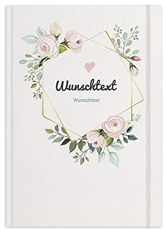 printplanet® - Notizbuch mit Name oder Text selbst gestalten - A4 Tagebuch personalisieren und bedrucken - Motiv: Flowers