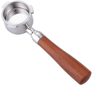 Joytata 51mm Bottomless Portafilter Fits DeLonghi EC680 and EC685 Espresso Machine Stainless Steel Naked Portafilter Along with Double Shot Filter Basket Coffee Bottomless Handle-Wooden