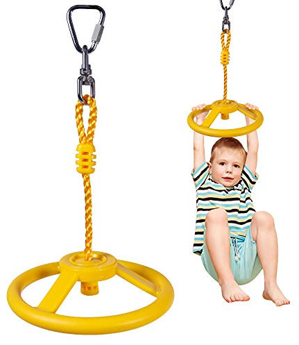 Ninja Rad Klettergerät Schwungrad Slackline Zubehör Outdoor Klettertrainingsgerät Ninja Wheel Affenrad (Gelb)