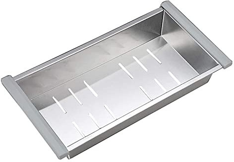 Passoire rectangulaire au-dessus de l'évier - Pour fruits et légumes - Pour le séchage et le drainage - En acier inoxydable - 32 x 20 cm