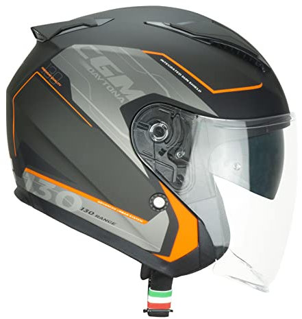 CGM Jethelm Motorradhelm, 130A DAYTONA APACHE, grau-orange matt, M (57-58cm)