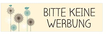 banjado Keine Werbung Aufkleber Briefkasten UV-beständig & wetterfest - Sticker mit Motiv - lustiger Aufkleber für Haustür oder Postkasten