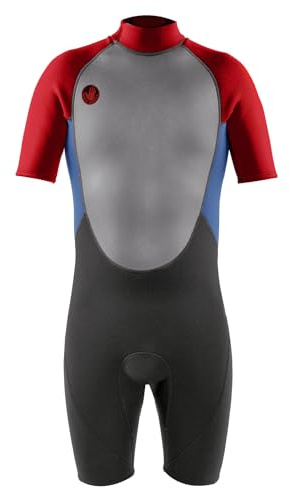 Body Glove Pro3 Junior Boys Girls Shorty Spring Wetsuit 2.2mm Back Zip Quadra Flex 4 Way Stretch Thermal Lightweight for Surfing, Bodyboarding, Swimming, Snorkeling, and Scuba Diving (12, RED)