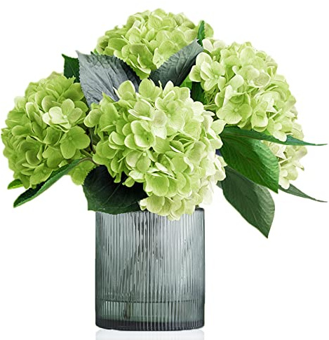 Wotcsil Hortensia Artificielle Fleur Artificielle 2 Pieces 55cm Long pour Mariage Bouquet de Fleurs Artificielles 20cm Diamètres Centre de Table Mariée Mariage Deco Intérieur Extérieur - Vert