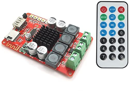 Fasizi TPA3116 Scheda Amplificatore di Potenza Digitale Bluetooth 2X50W con Telecomando, Supporto Radio FM/Scheda TF/Riproduzione di Registrazione USB