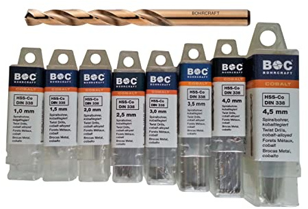 HSS E Co5 Metallbohrer Edelstahl Bohrer Cobalt Spiralbohrer V2A 10er Pack BC Bitte Größe wählen!!(1,0 mm 10 Stück)