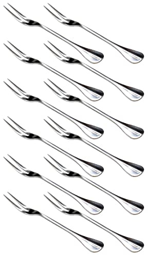 HAZOULEN Small Stainless Steel Forks for Cocktail Appetizer Dessert Party, 12 Pack