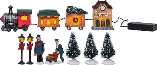 EGLO LED Weihnachtsdeko für Innen Deko-Weihnachtsdorf | beleuchtet mit Eisenbahn, Winterlandschaft mit batteriebetriebener Beleuchtung, Fensterdeko Weihnachten, warmweiß