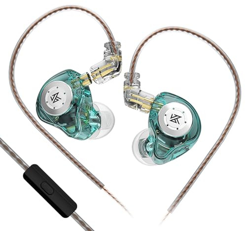KZ EDX PRO - Auricolari in-ear IEM, stereo HIFI, bassi profondi, 1DD, driver dinamico da 10 mm, jack da 3,5 mm, auricolari in-ear per musicisti (ciano, con microfono)