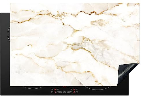 KitchenYeah© Cubre Vitrocerámica | 81x52 cm - Protector Vitroceramica Induccion - Tapa - de Mármol - Piedra caliza - Oro