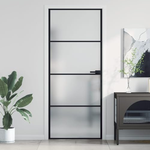 SECOLI Glas-Drehtür Komplettset 80x205 cm Glastür Komplettset inkl Türgriff Klarglas Dreh-Tür aus 5 mm ESG Glas Schwarz und Matt