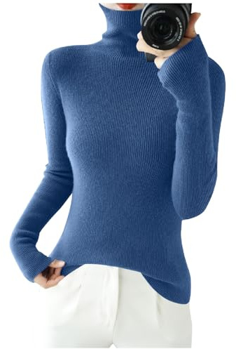 ZHENDEGL sous Pull Femme Pull Femme Chaud Gilet Grosse Laine Femme Pull Col Montant Femme Sweat Ado Fille Pull Polaire Femme Pull Cachemire Pull Laine Femme Pull Fin Femme Pull Bleu Femme Pull Laine