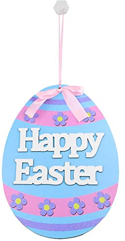 Türschild Kaninchen Dekoschild Geschenk, Willkommen Schild Deko Holz Willkommensschild Türdeko Frohe Ostern Osterdeko Osterschmuck zum Aufhängen, Türschild Frühling Türdeko Haustür Tür (D, One Size)
