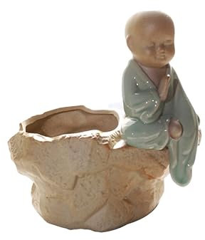 Toddmomy Creative Monk Ceramic Planter Flower Pot for Succulent Cactus Small Indoor Plant Bowl Home Decor for Plant Lovers