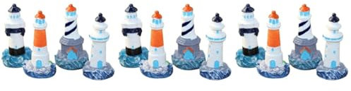 PRETYZOOM 12 STK Miniatur-Gartendekorationen DIY Zubehör Bürodekoration Wohnkultur Leuchtturm-Ornament Ornament im mediterranen Stil Esstisch Statue Moos schmücken
