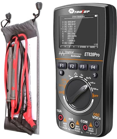 Multimètre oscilloscope 2 en 1 HUIOP ET828PRO Multimètre oscilloscope 2 en 1 Fréquence d'échantillonnage 50 Msps Bande passante 10 Compteur de poche Affichage couleur de 2,4 pouces 6000 M