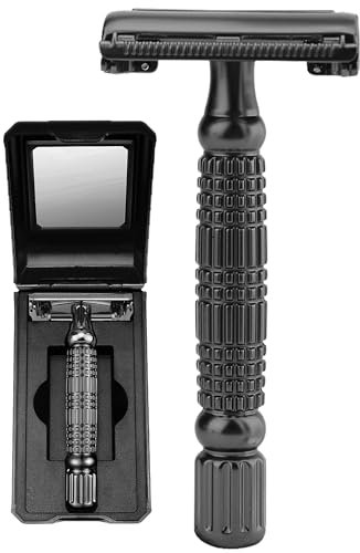 BAILI Butterfly Double Edge Safety Razor Reusable Manual Rust-proof Stainless DE Wet Shaving for Men Women with Mirrored Travel Case BD175C