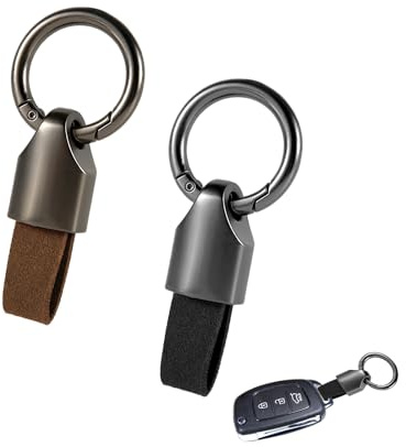 PEUTIER 2st Auto Schlüsselanhänger, Leder Clip mit Solider Schnalle aus Zinklegierung für Männer und Frauen