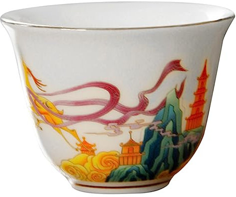 Amosfun Painted Tea Cup Ceramic Chinese Style Delicate Tea Cup for Home Office Drinking