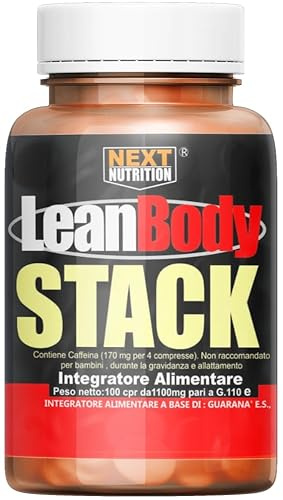 Lean Body Stack con: Guaranà Caffeina Matè Arancio amaro Tè verde Garcinia Gymnema Fucus Coleus forskohlii Guggul Cactus Caffeina L-Tirosina Rhodiola Teobromina Cromo | 100 CPR Prodotto in Italia