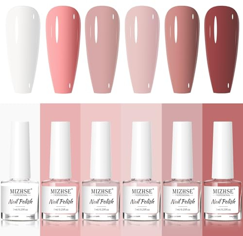 MIZHSE Nail Polish Set Quick Dry Nail Varnish Sets 6 Colours Air Dry No UV